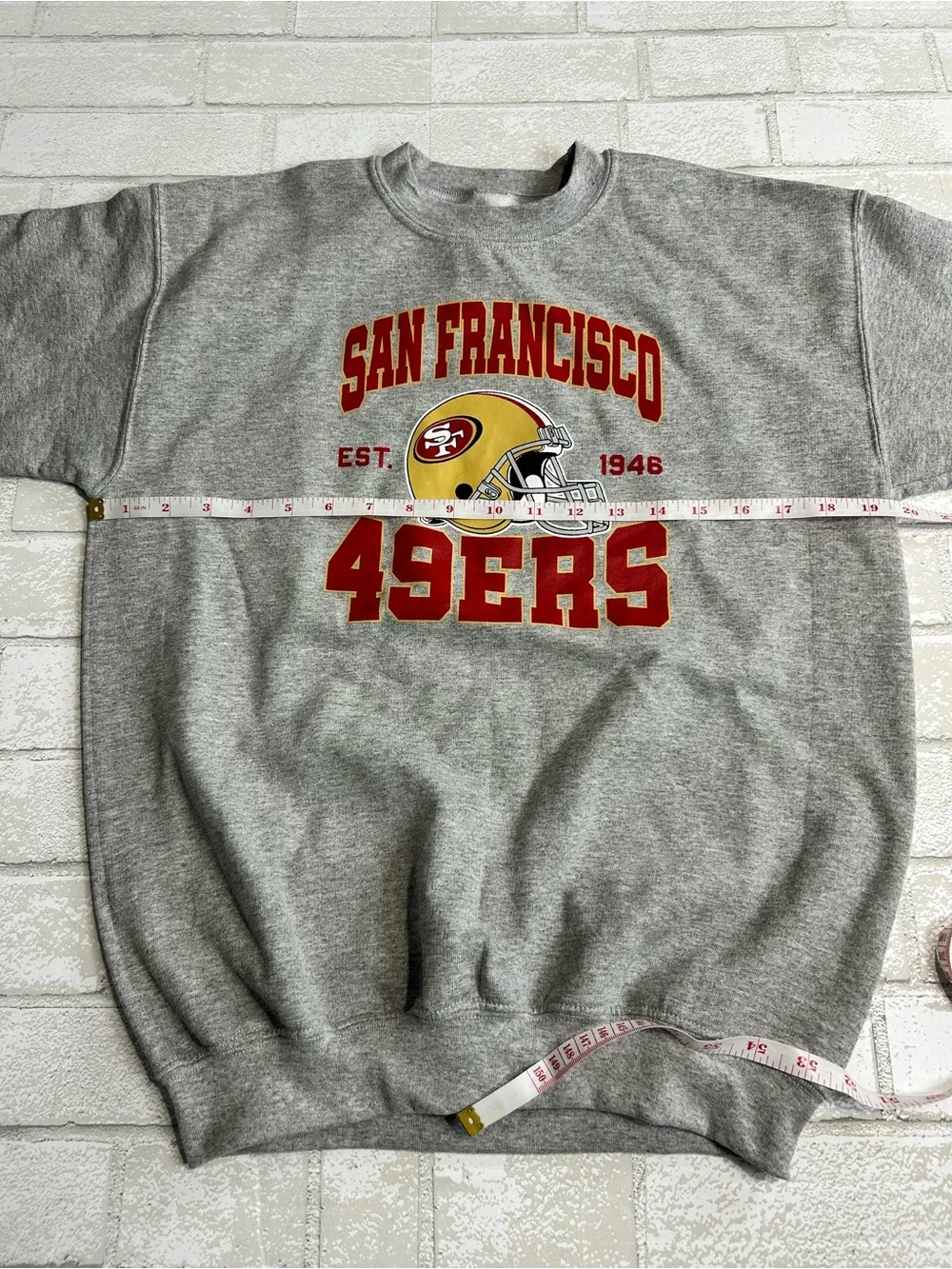 San Francisco 49ers Game Day Football Gray Crewneck Sweatshirt Kids XL